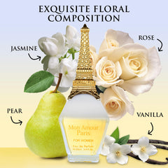 Urban Collection Mon Amour Paris bottle angled shot, sleek fragrance display.