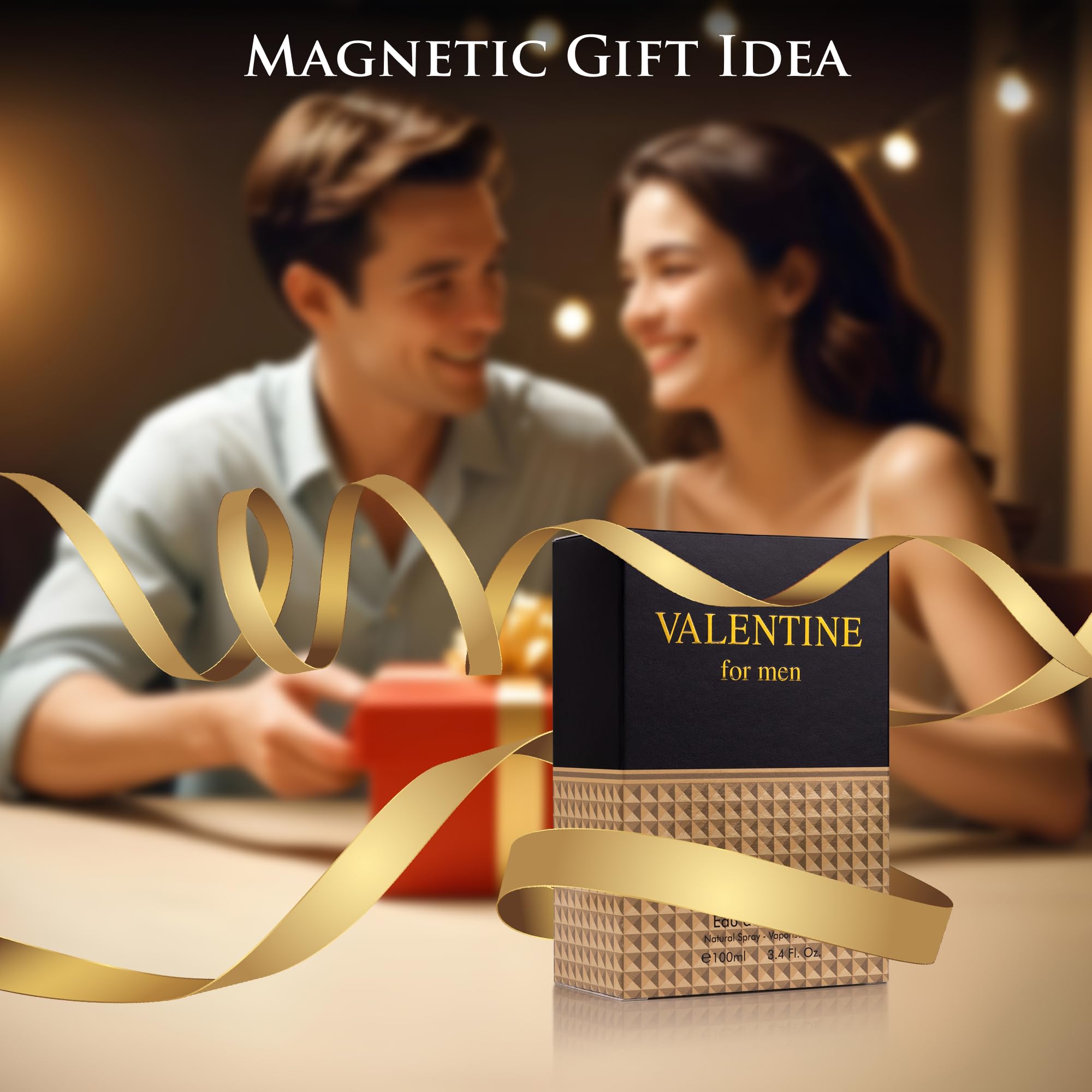 URBAN COLLECTION Valentine for Men bottle with warm lighting reflects timeless modern elegance.