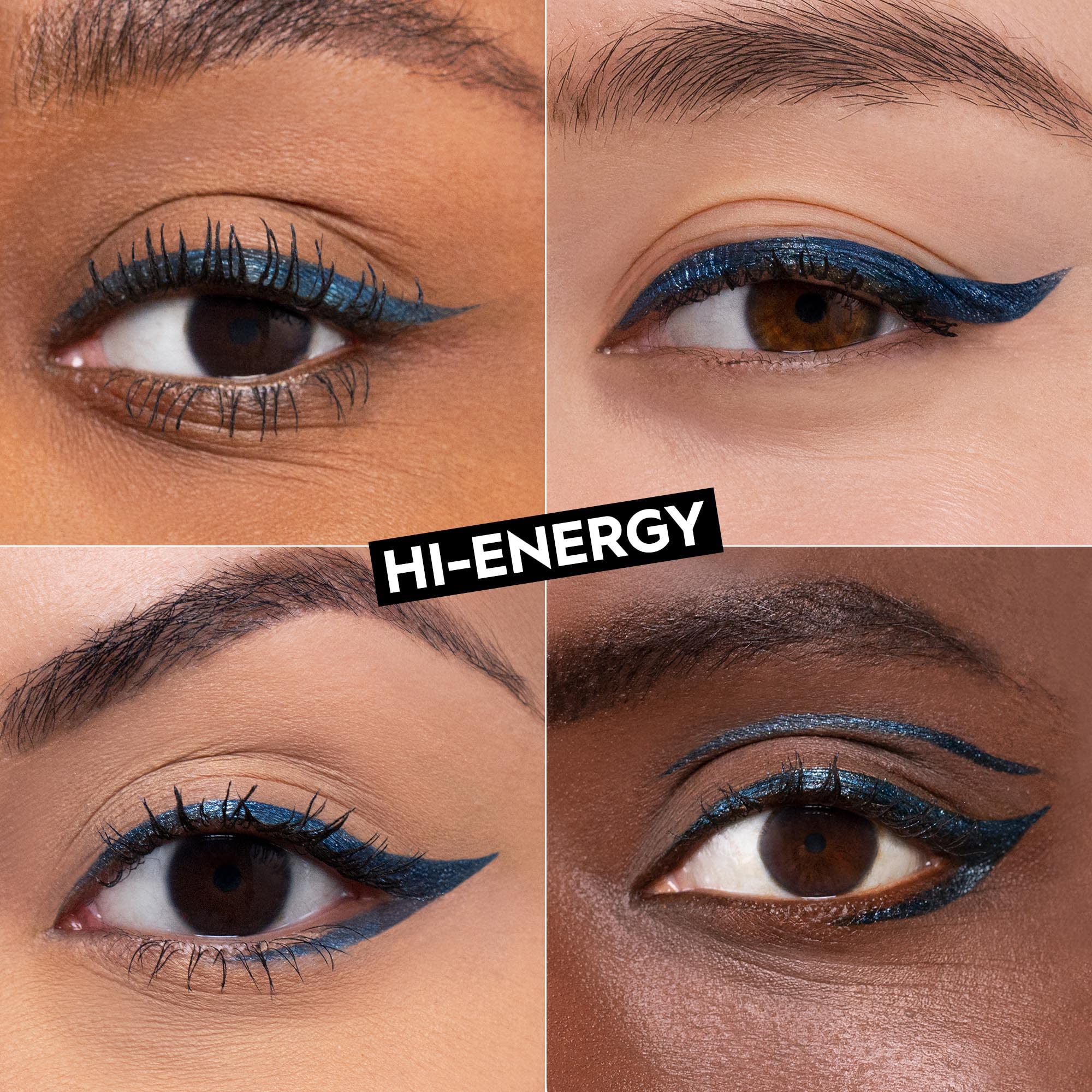 URBAN DECAY 24/7 Inks Hi-Energy blue shimmer tip closeup highlights ultra-sharp tip for defined lines