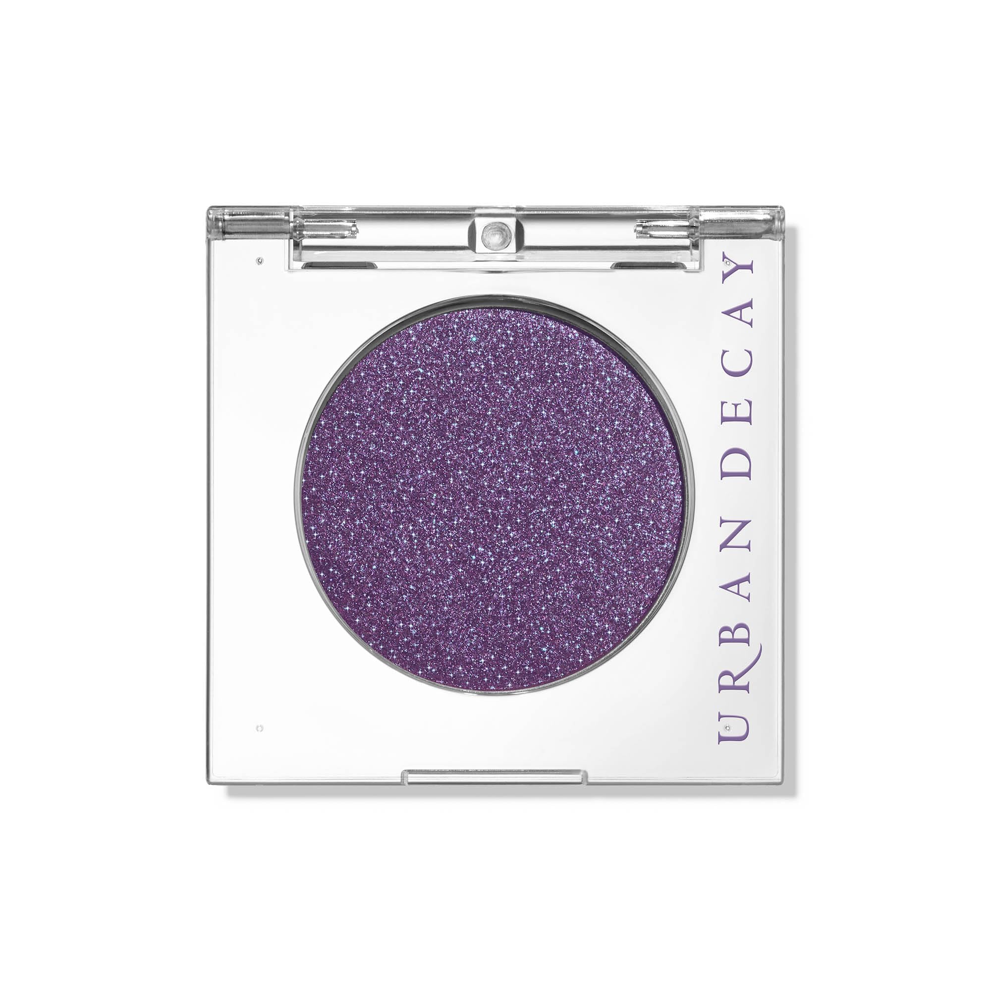 Urban Decay 24/7 Eyeshadow compact front view shows deep purple shimmer with blue shift and bold payoff.