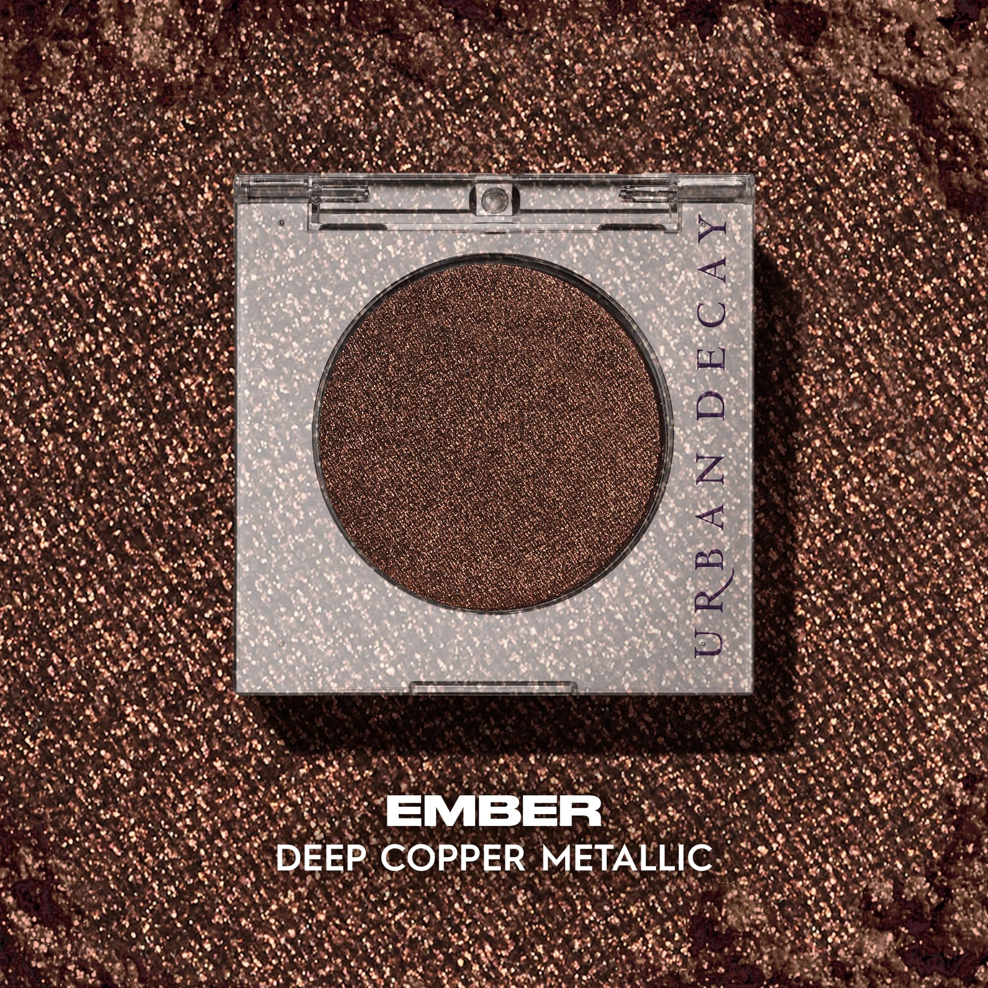Urban Decay Ember crease-free application shows smooth blendability.