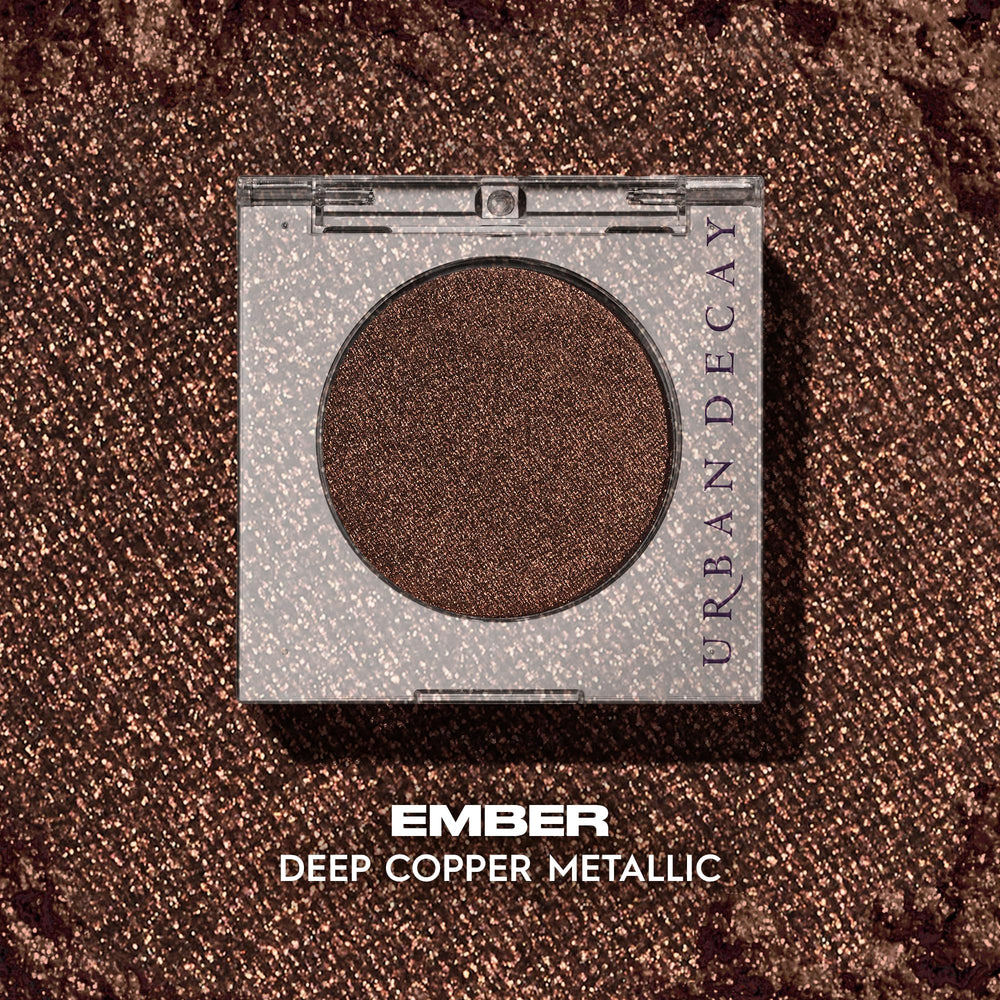 Urban Decay Ember crease-free application shows smooth blendability.