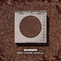Urban Decay Ember crease-free application shows smooth blendability.