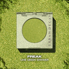 Urban Decay 24/7 Freak lime green shimmer shadow—extreme blendability for easy shading.