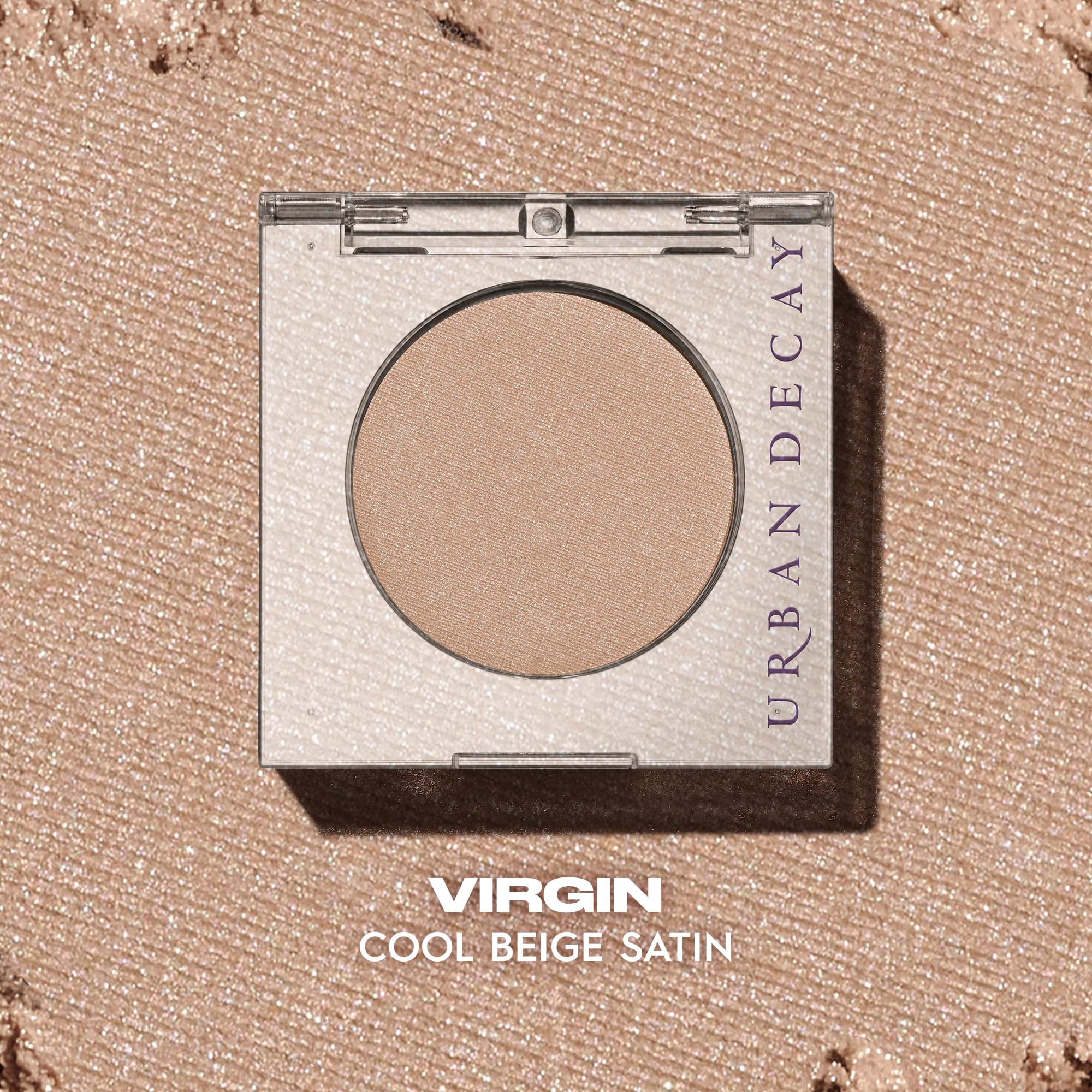 Urban Decay Virgin satin finish close-up showing everyday neutral eye look potential