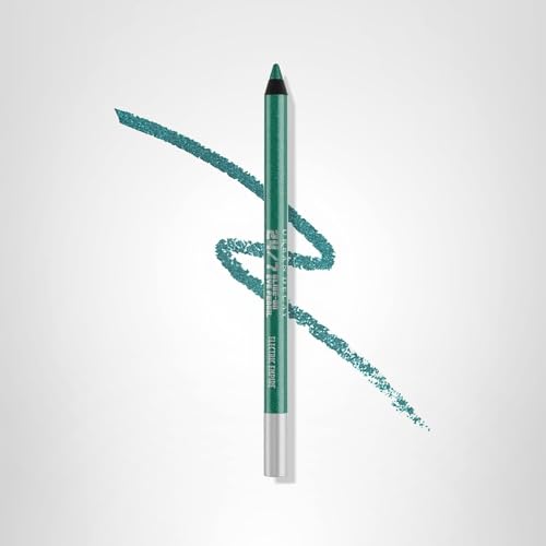 URBAN DECAY 24/7 Glide-On Electric Empire metallic green finish catches light.