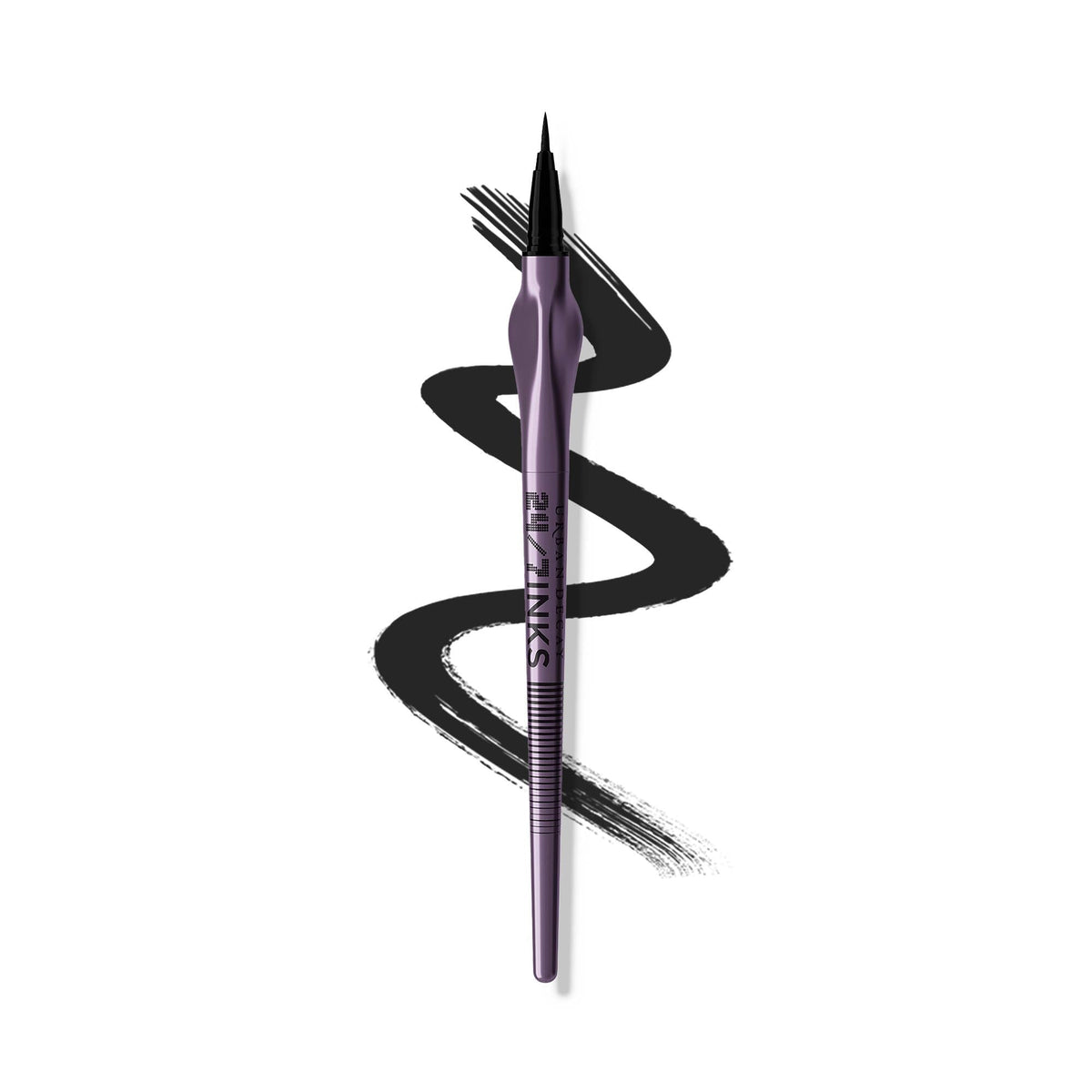 URBAN DECAY 24/7 Inks matte black bottle close-up, bold color and longevity.