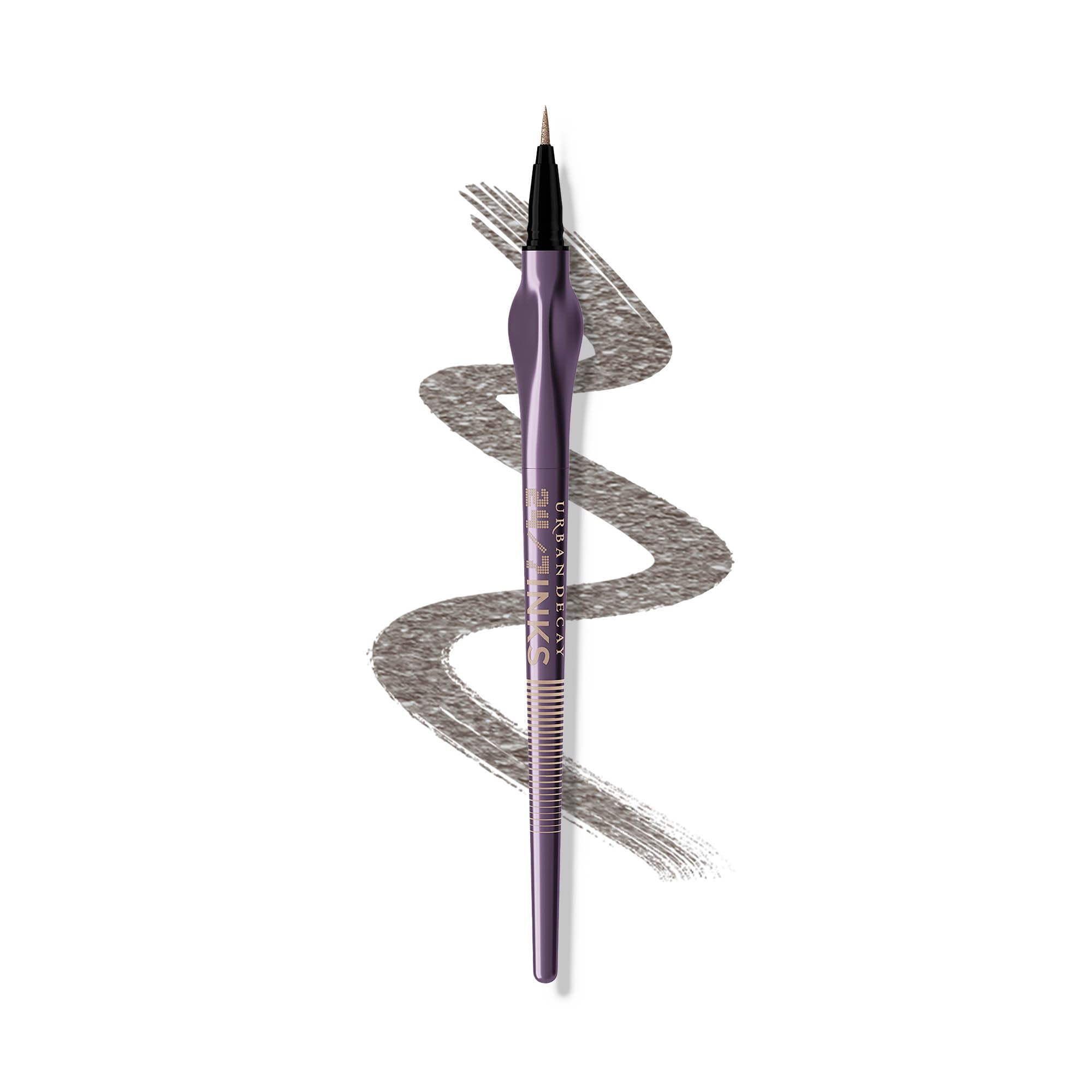 Urban Decay 24/7 Inks Oil Slick close-up showing gunmetal shimmer for precise liner.