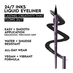 URBAN DECAY 24/7 Inks water-resistant swatches show smudge-proof finish.