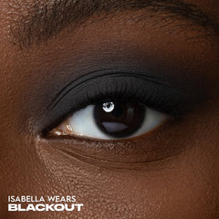 URBAN DECAY 24/7 Blackout swatch highlights velvety matte texture and crease-free wear