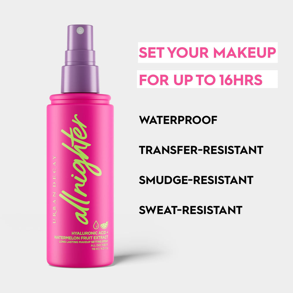 Urban Decay All Nighter mist delivering luminous glow on skin