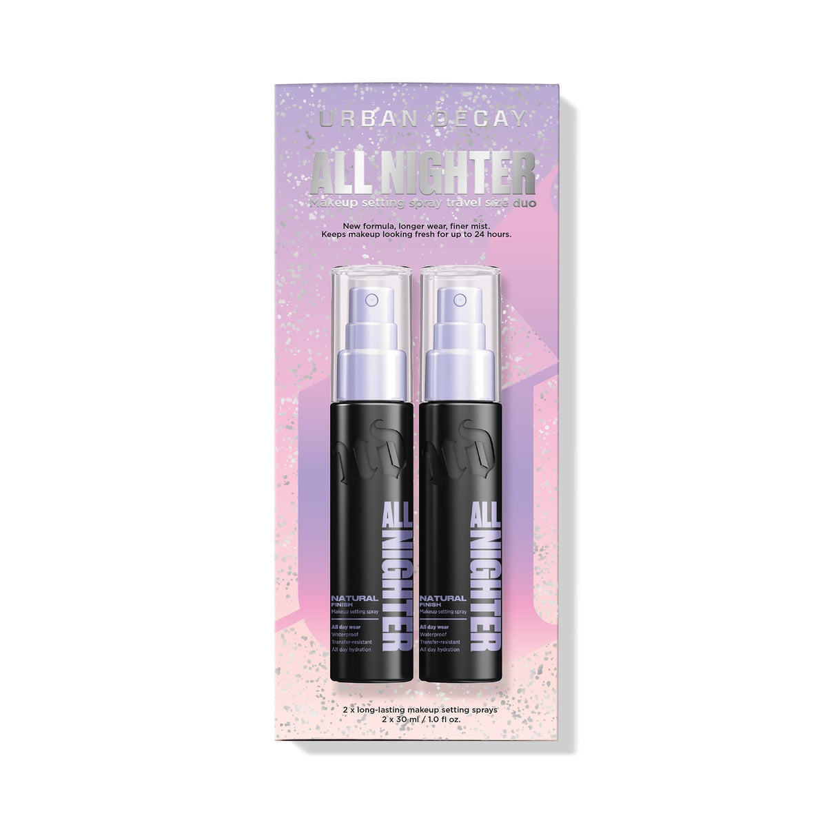 Urban Decay All Nighter travel mini set bottle front for on-the-go long wear.