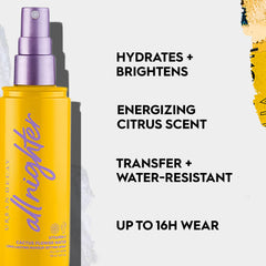 Urban Decay All Nighter vitamin-c setting spray mist application for seamless finish