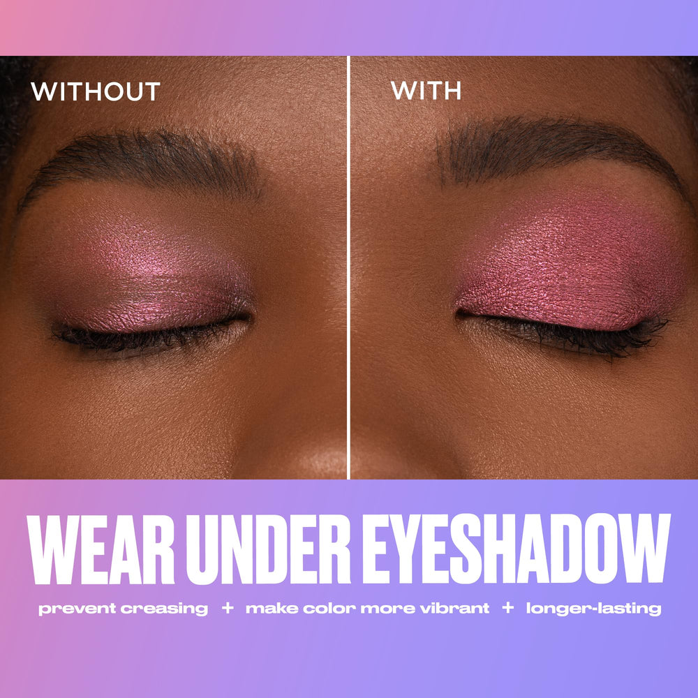 Urban Decay crease-resistant application demonstrating smooth lids for all-day wear.