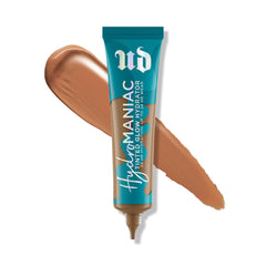 Urban Decay Hydromaniac foundation bottle with pump shows a dewy, hydrated finish.