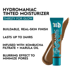 Urban Decay Hydromaniac bottle being dispensed for smooth application