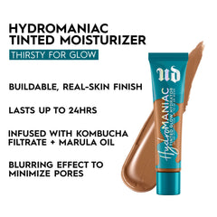 Urban Decay Hydromaniac texture close-up demonstrating smooth blend and natural glow.