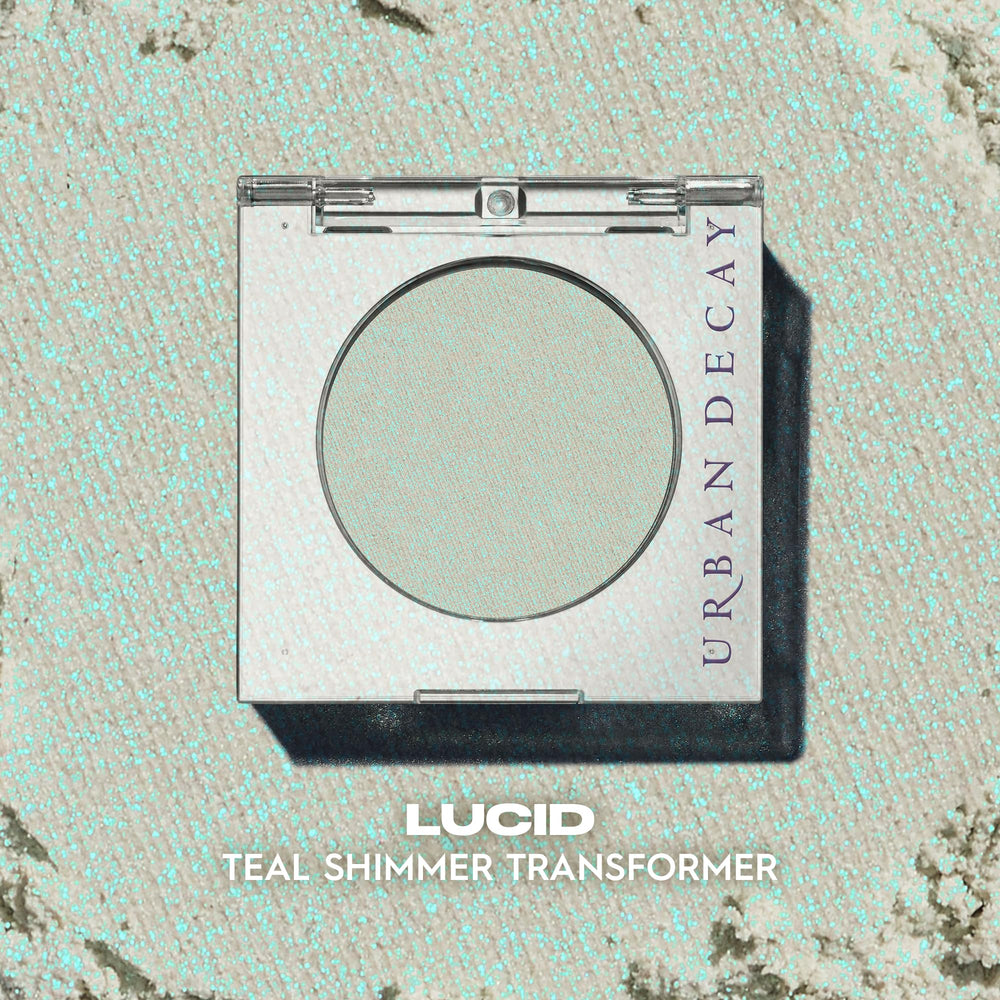 Urban Decay Lucid Teal Shimmer Transformer packaging highlights vegan cruelty-free formula.