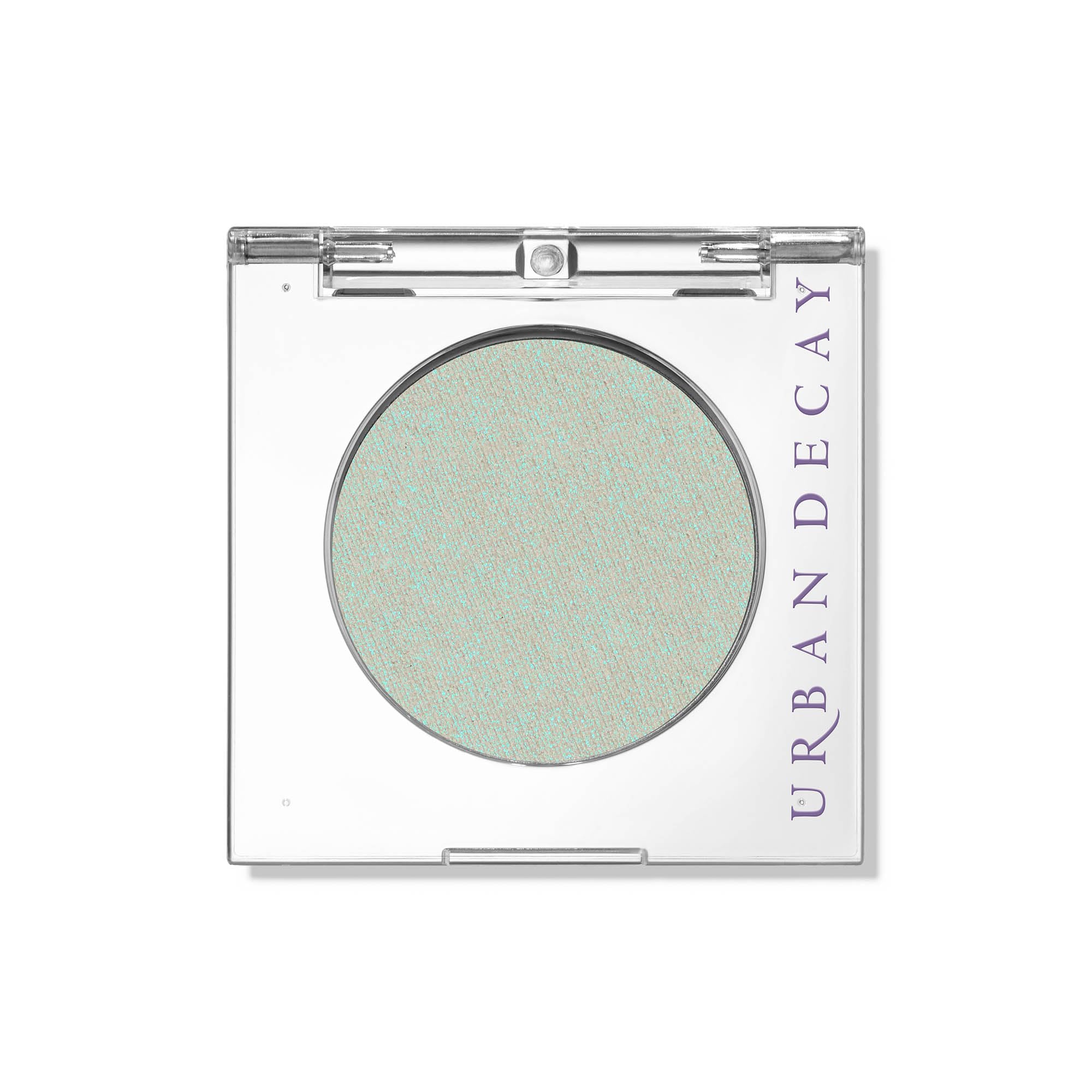 Urban Decay Lucid Teal Shimmer Transformer swatch shows vivid pigment for bold lids.