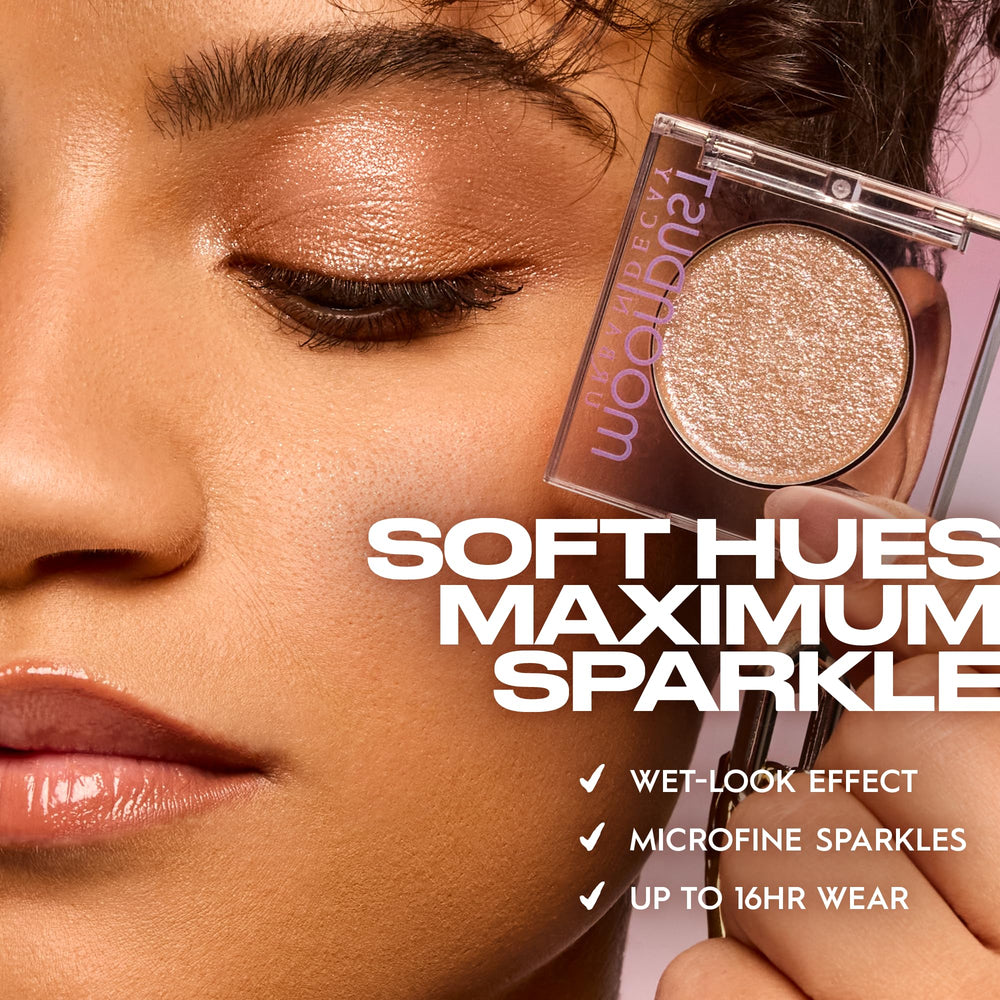 Urban Decay Moondust face highlighter use on cheekbones for subtle radiance.