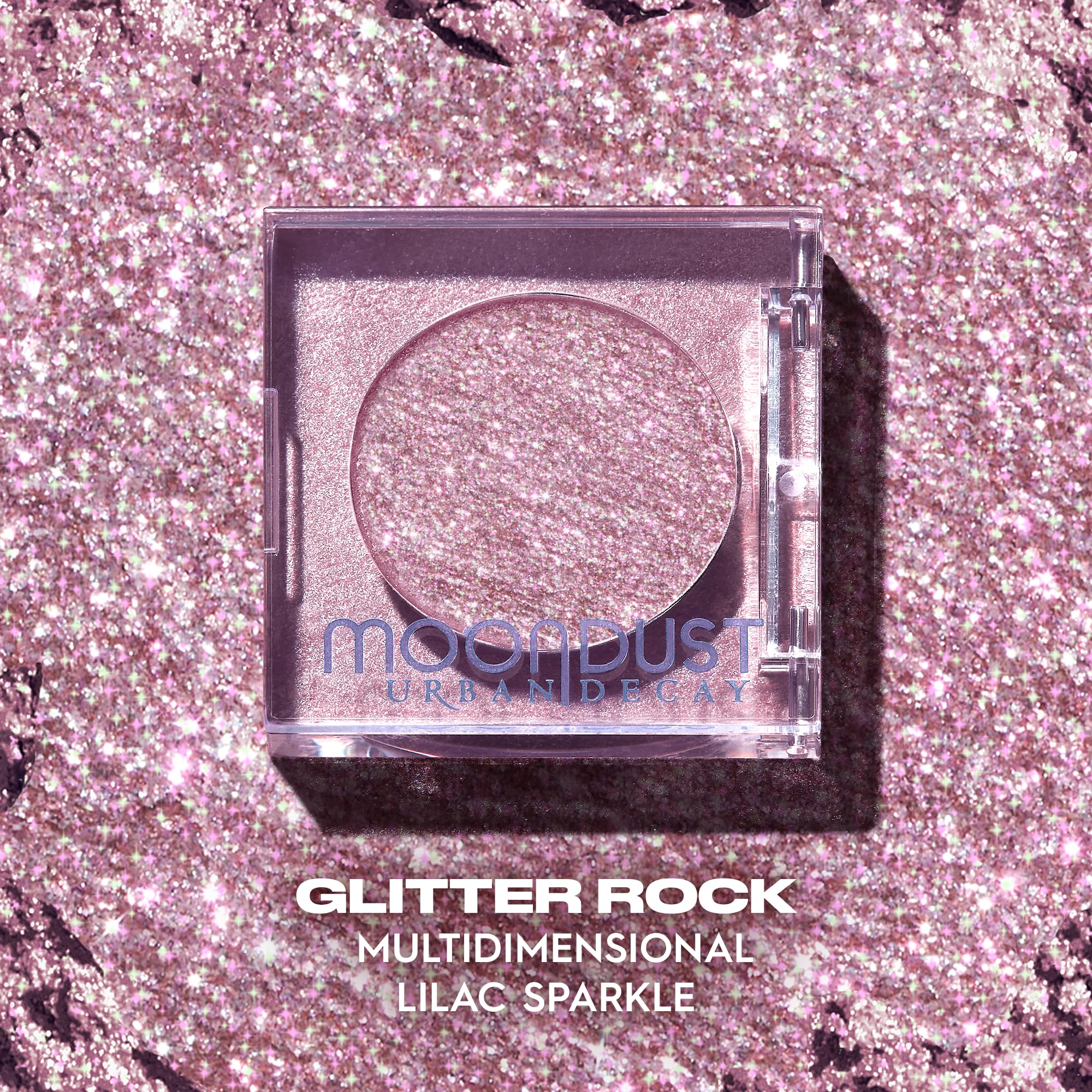 Urban Decay Moondust foil finish application shows wet-look glow with a damp brush.