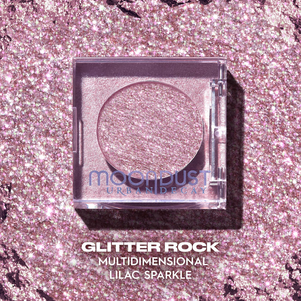 Urban Decay Moondust foil finish application shows wet-look glow with a damp brush.