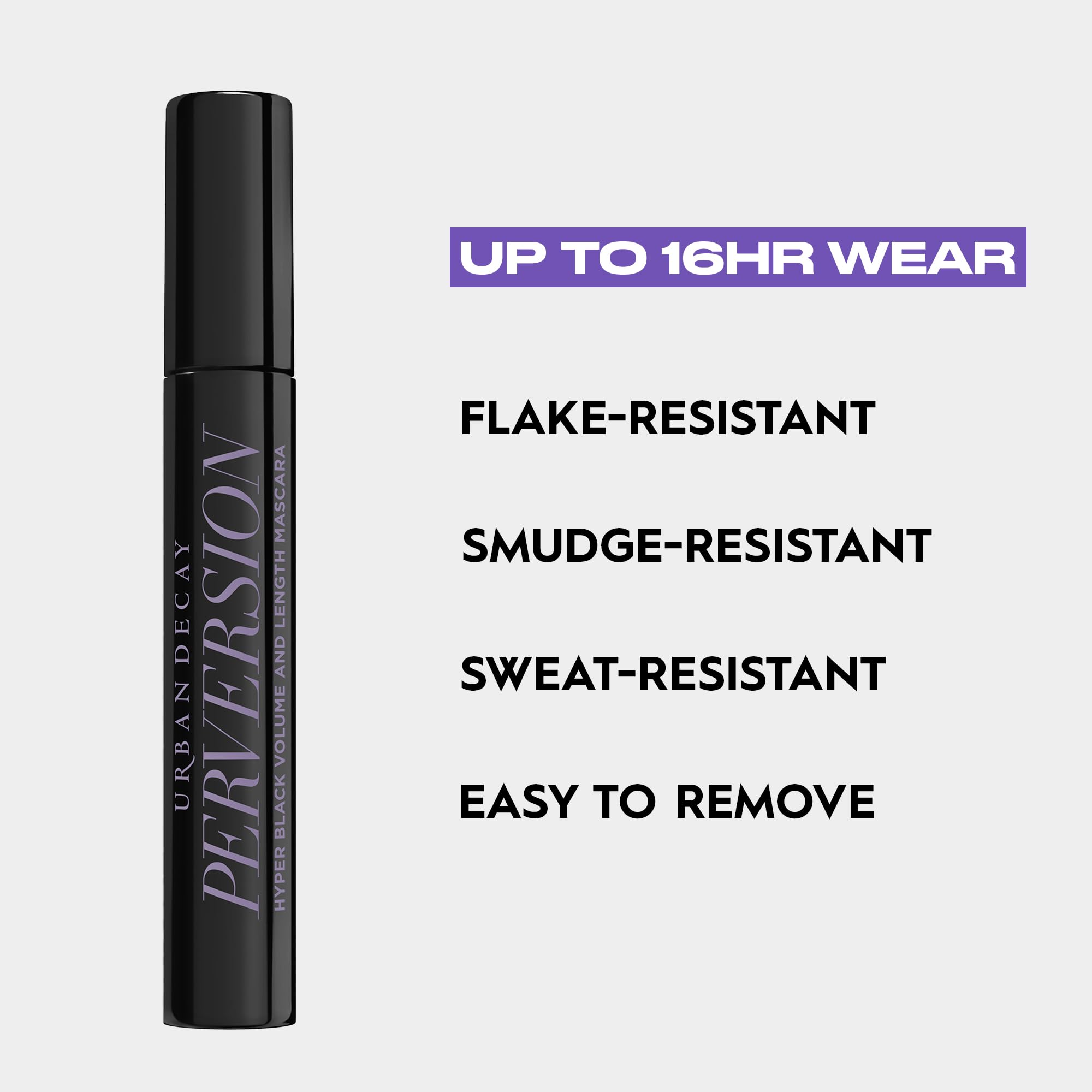 Urban Decay Perversion Mascara travel-size demonstration of smudge resistance on lashes.