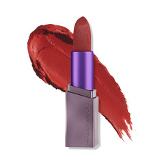 URBAN DECAY Vice Hydrating Lipstick Big One swatch in warm brick nude matte finish