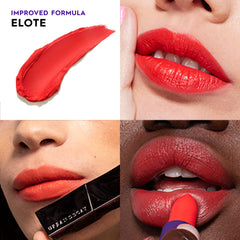 URBAN DECAY Vice Hydrating Lipstick Elote application demonstrates smooth, precise color on lips