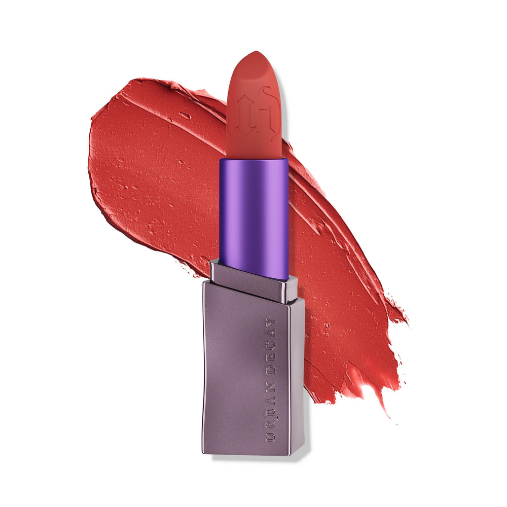 Urban Decay Vice Hydrating Lipstick Hitch Hike cap close-up showing rich moisturizing color