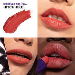 Urban Decay Vice Hydrating Lipstick Hitch Hike swatch reveals creamy everyday nude shade