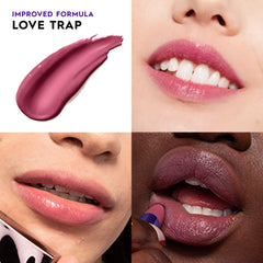 URBAN DECAY Vice Hydrating Lipstick Love Trap lip swatch displays creamy texture and even payoff.