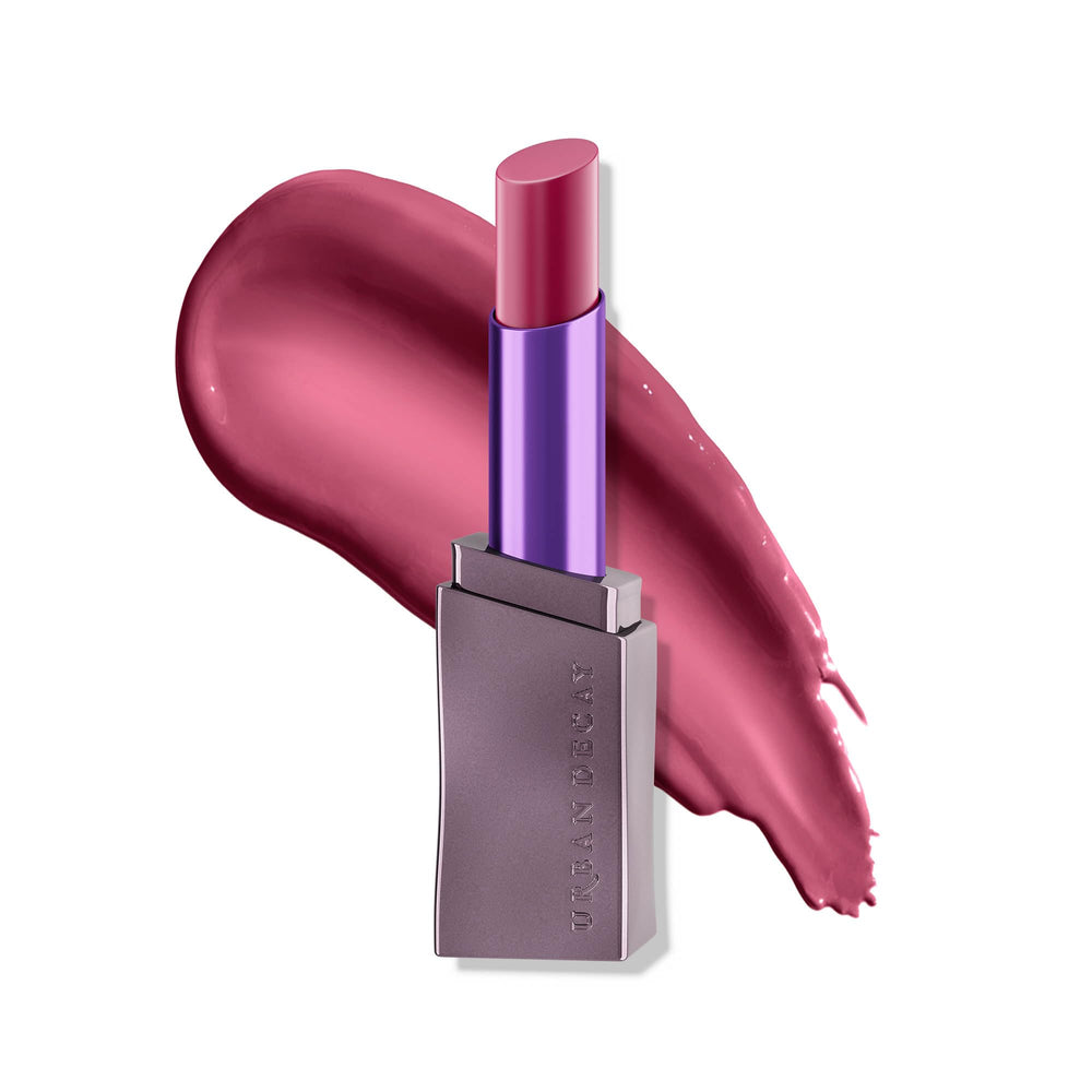 URBAN DECAY Vice Hydrating Lipstick Love Trap lip swirl shows rich, hydrating color for on-the-go wear.