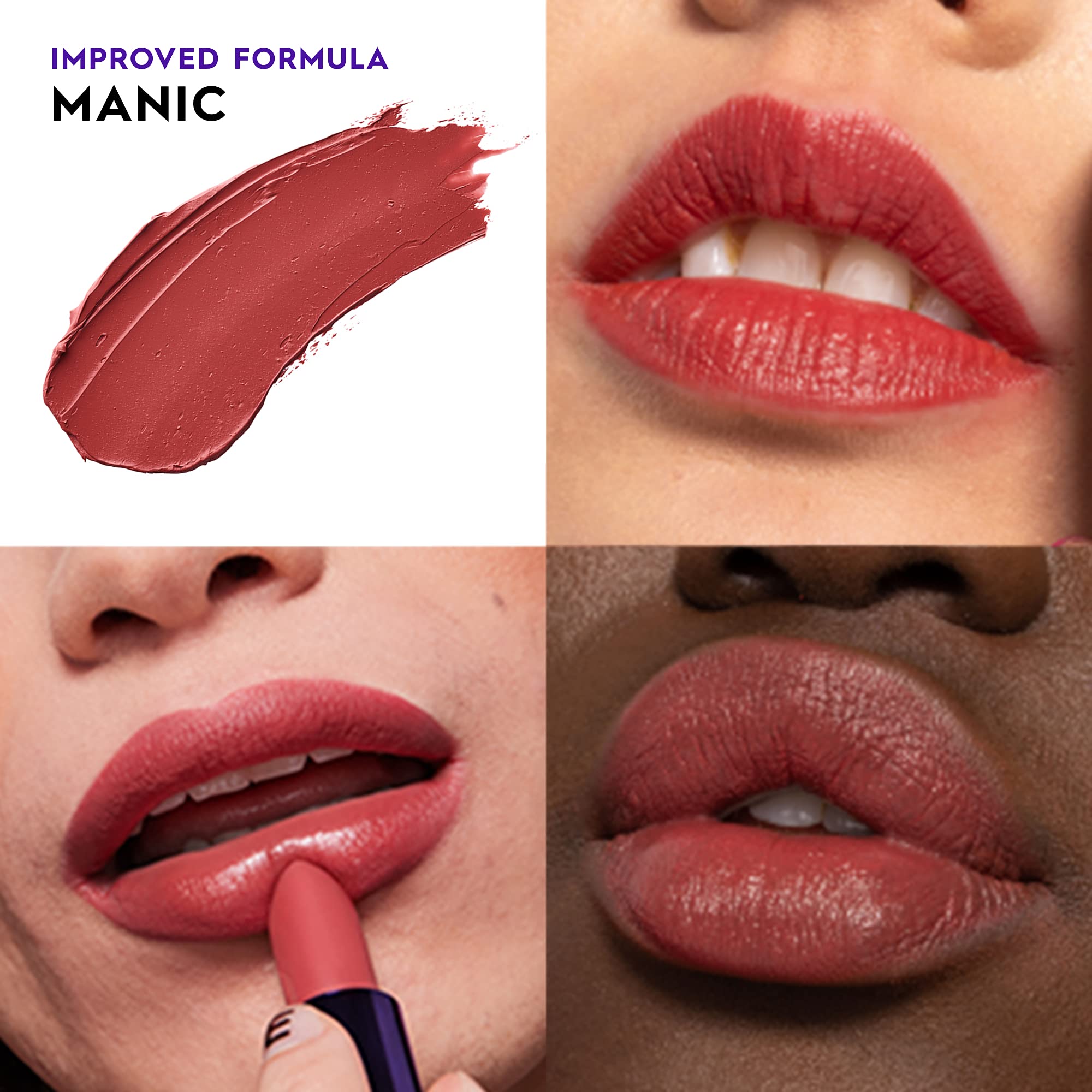 Urban Decay Vice Hydrating Lipstick Manic swatch highlights creamy, long-wearing payoff.