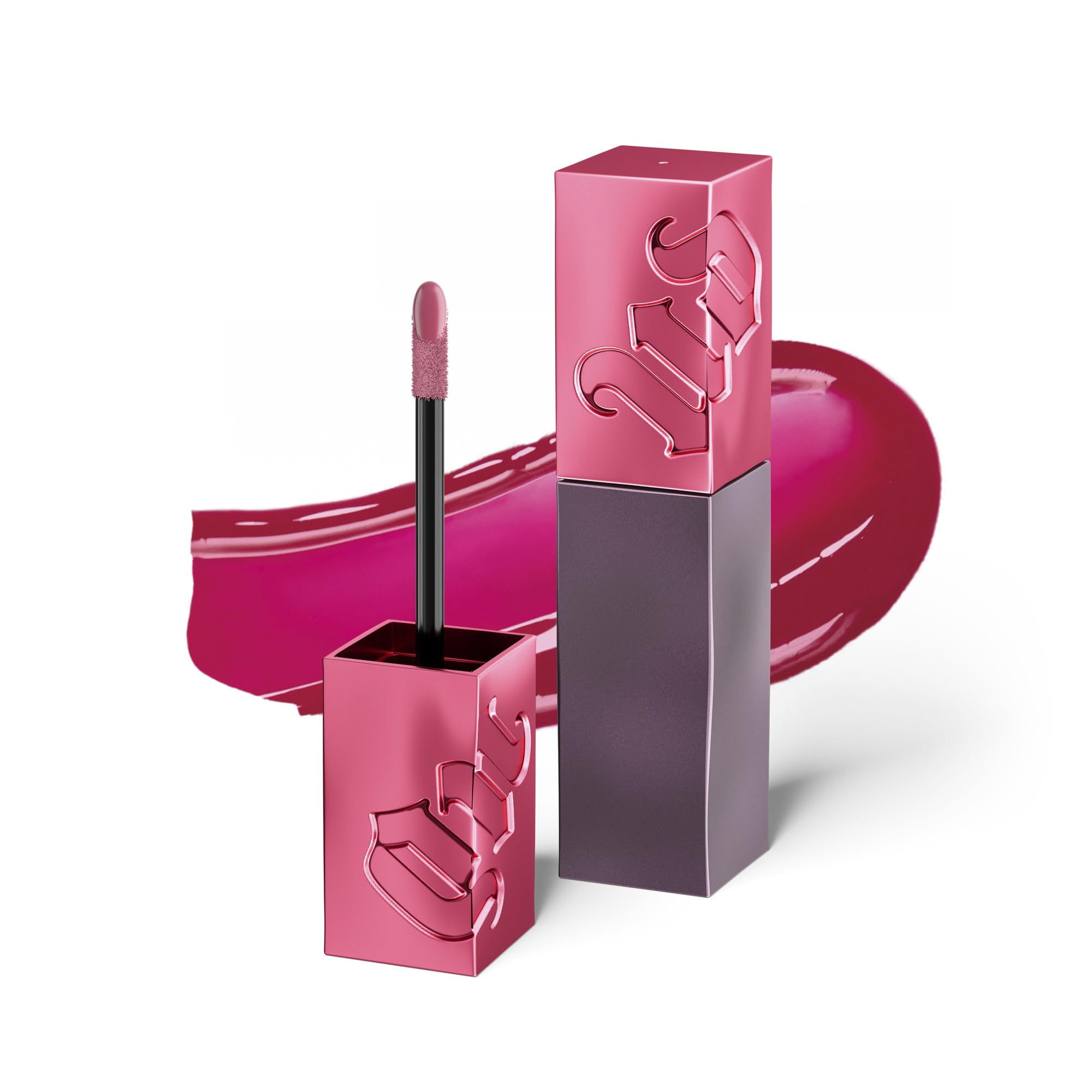 Urban Decay Vice Lip Bond Crushin close-up shows vibrant magenta gloss with long-lasting color.