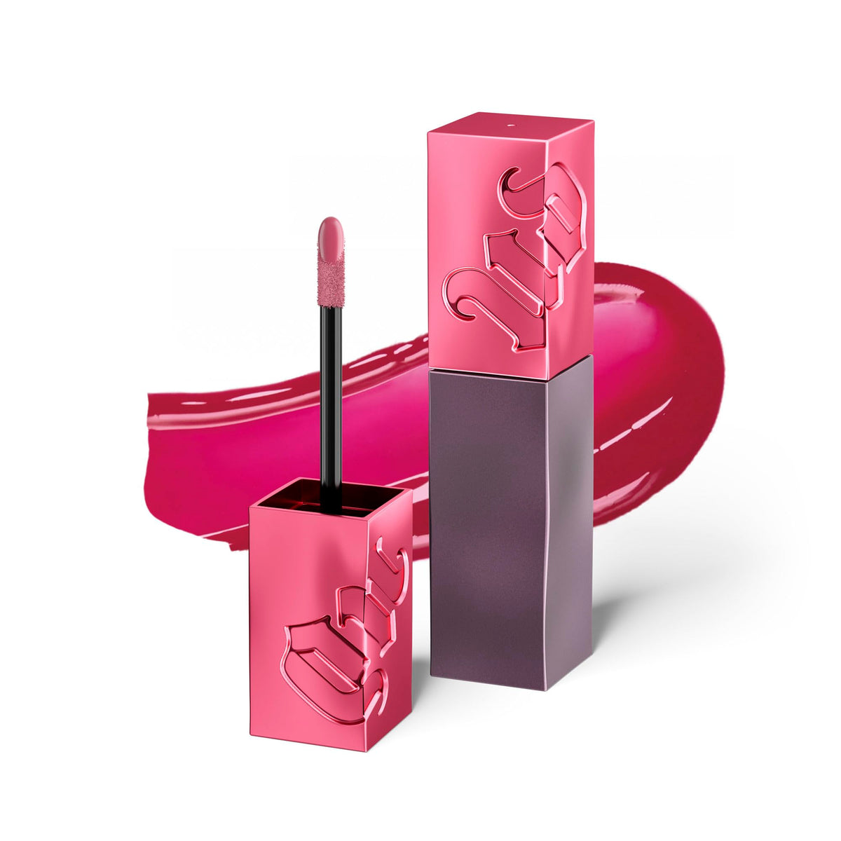 Urban Decay Vice Lip Bond Crushin close-up shows vibrant magenta gloss with long-lasting color.