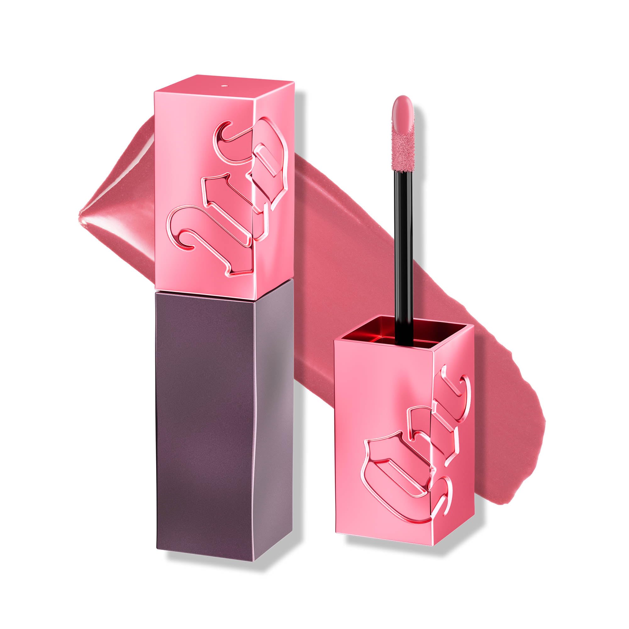 Urban Decay Vice Lip Bond in cuffed up pink applying for a bubblegum glow