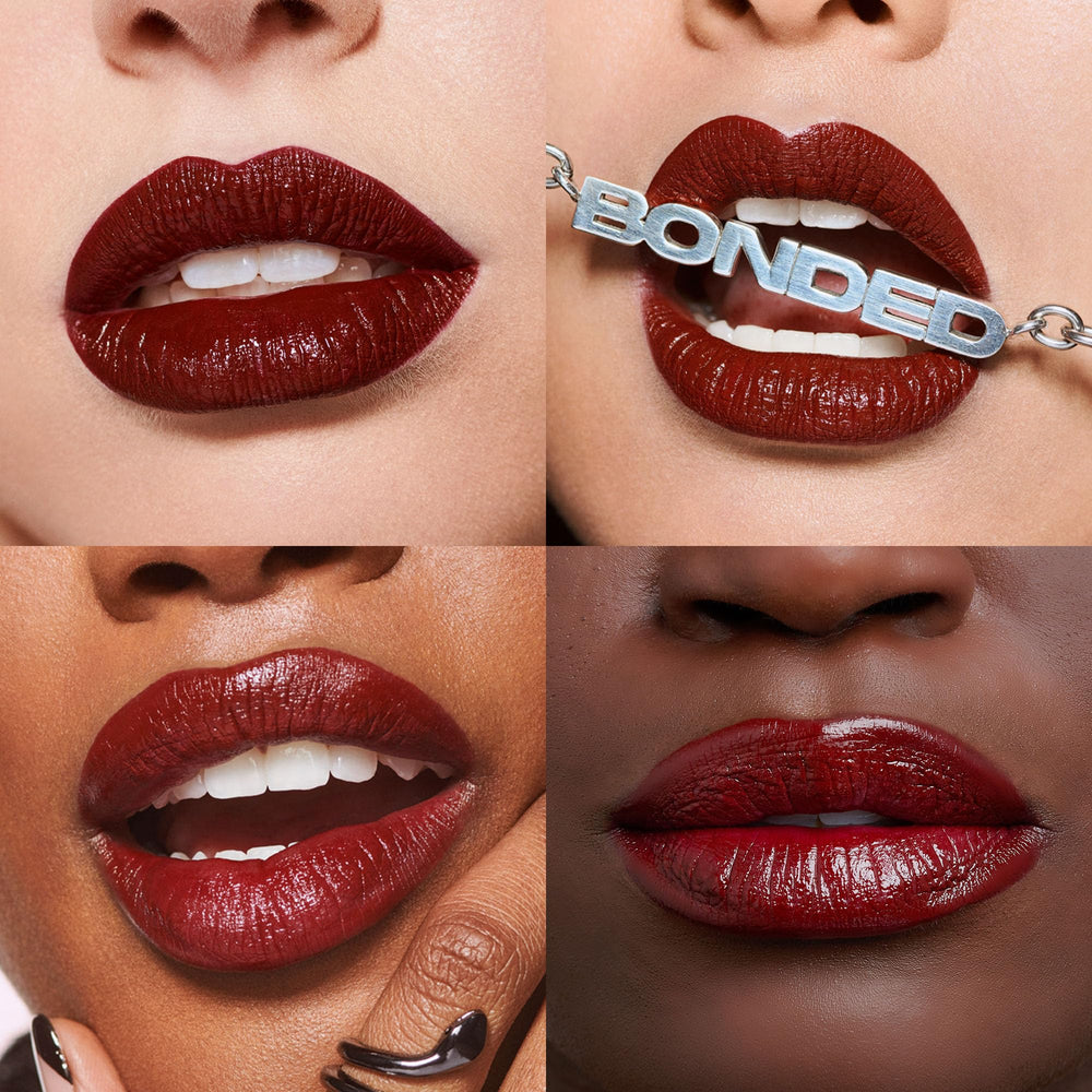Urban Decay Vice Lip Bond glossy finish close-up highlights instant shine and smudge-proof formula.