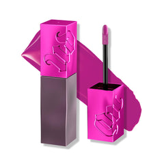 Urban Decay Vice Lip Bond glossy liquid lipstick application close-up with high shine