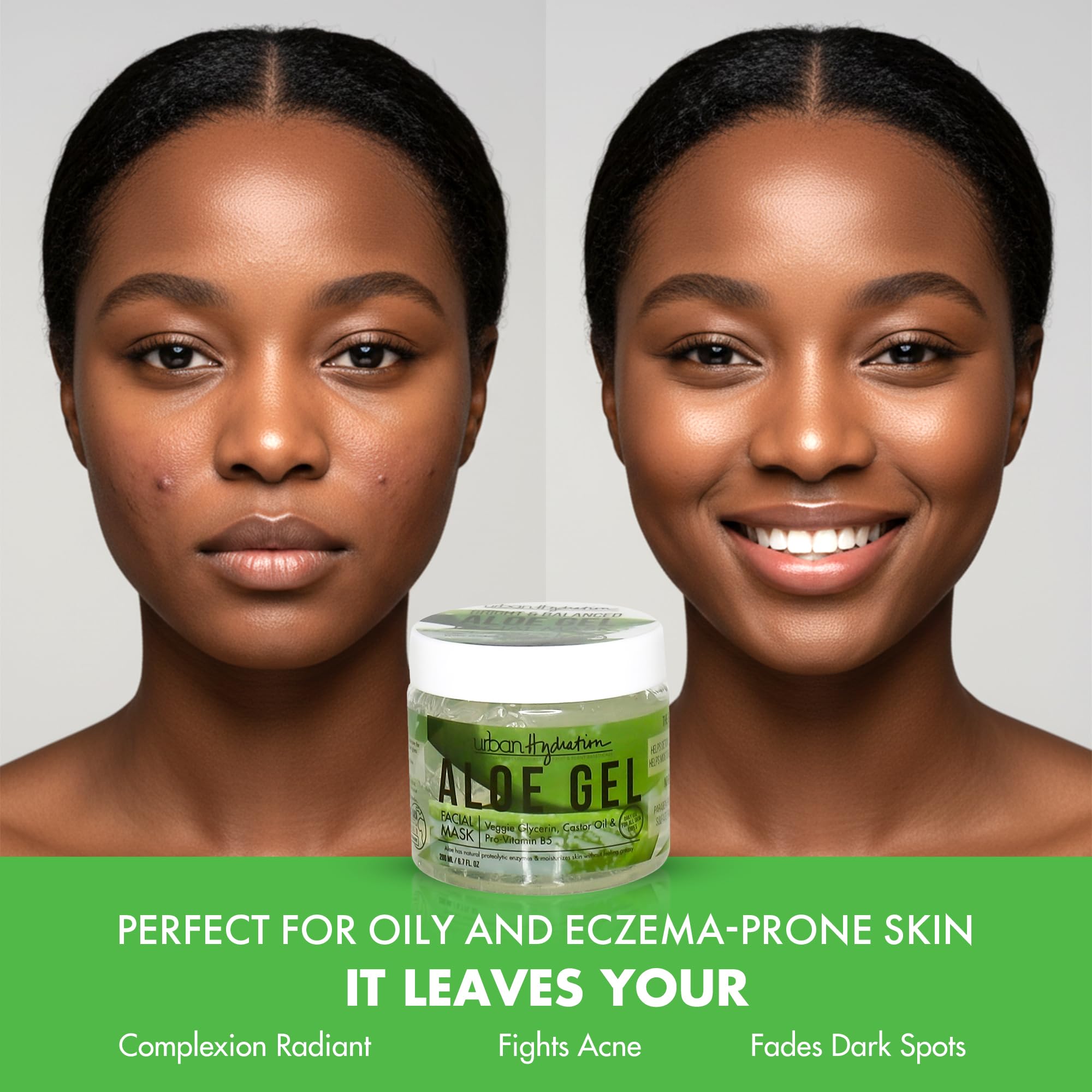Urban Hydration glow after mask suggests refreshed, hydrated skin texture.