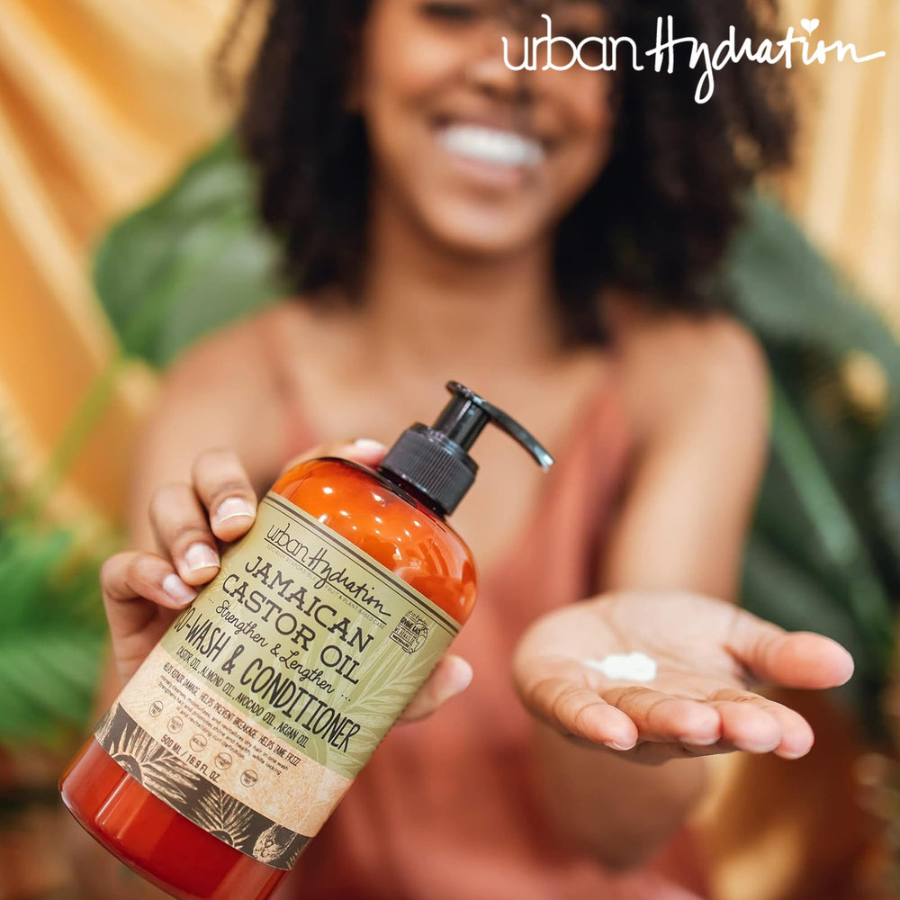 Urban Hydration hair-care routine featuring castor oil co-wash as a cleansing step.