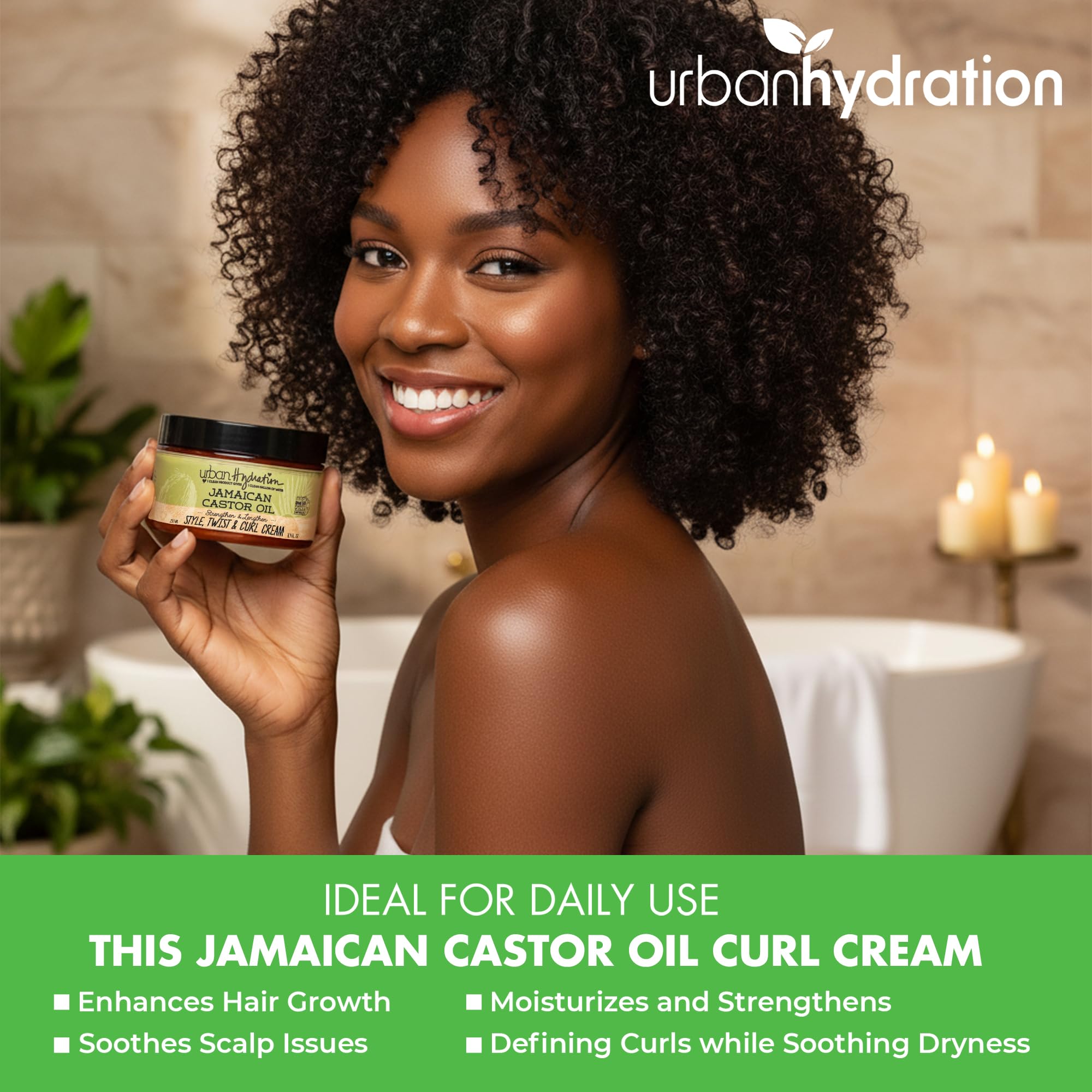 Defined curls after applying Urban Hydration Jamaican Castor Oil Curl Cream