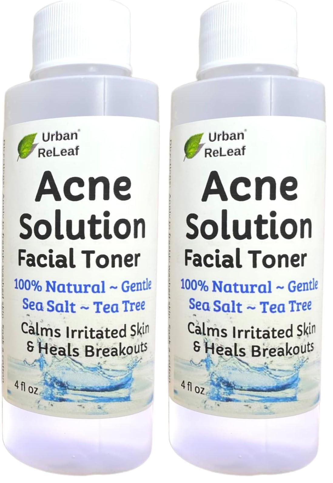 Urban ReLeaf Acne Solution Facial Toner bottle front view promotes a soothing skin care ritual.