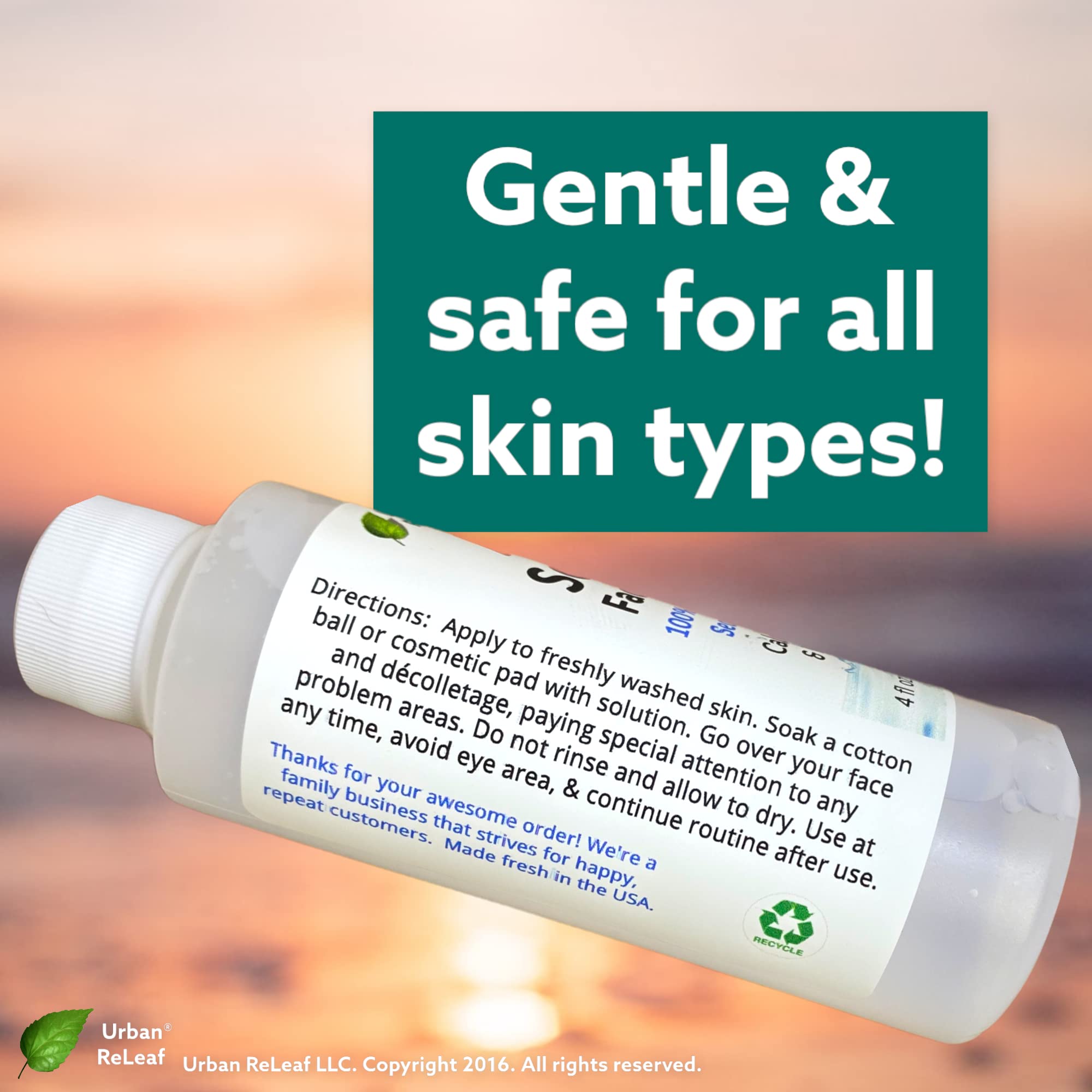 Urban ReLeaf Acne Solution Facial Toner sea salt crystals suggest mineral-rich cleansing experience.