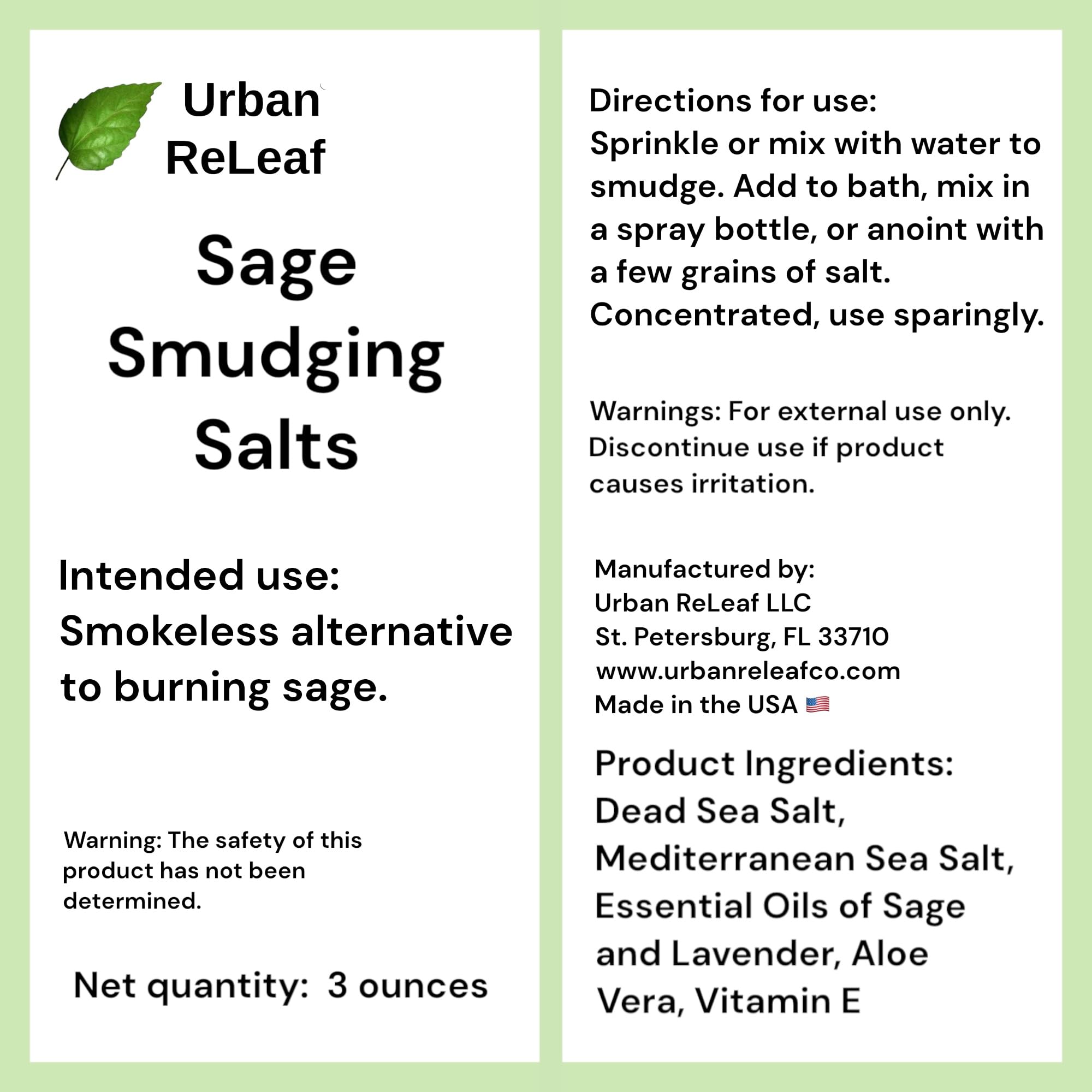 Urban ReLeaf salts added to water for sprayable smudge solution