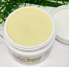 Urban ReLeaf Warm Relief Salve jar closeup showing rich shea butter texture
