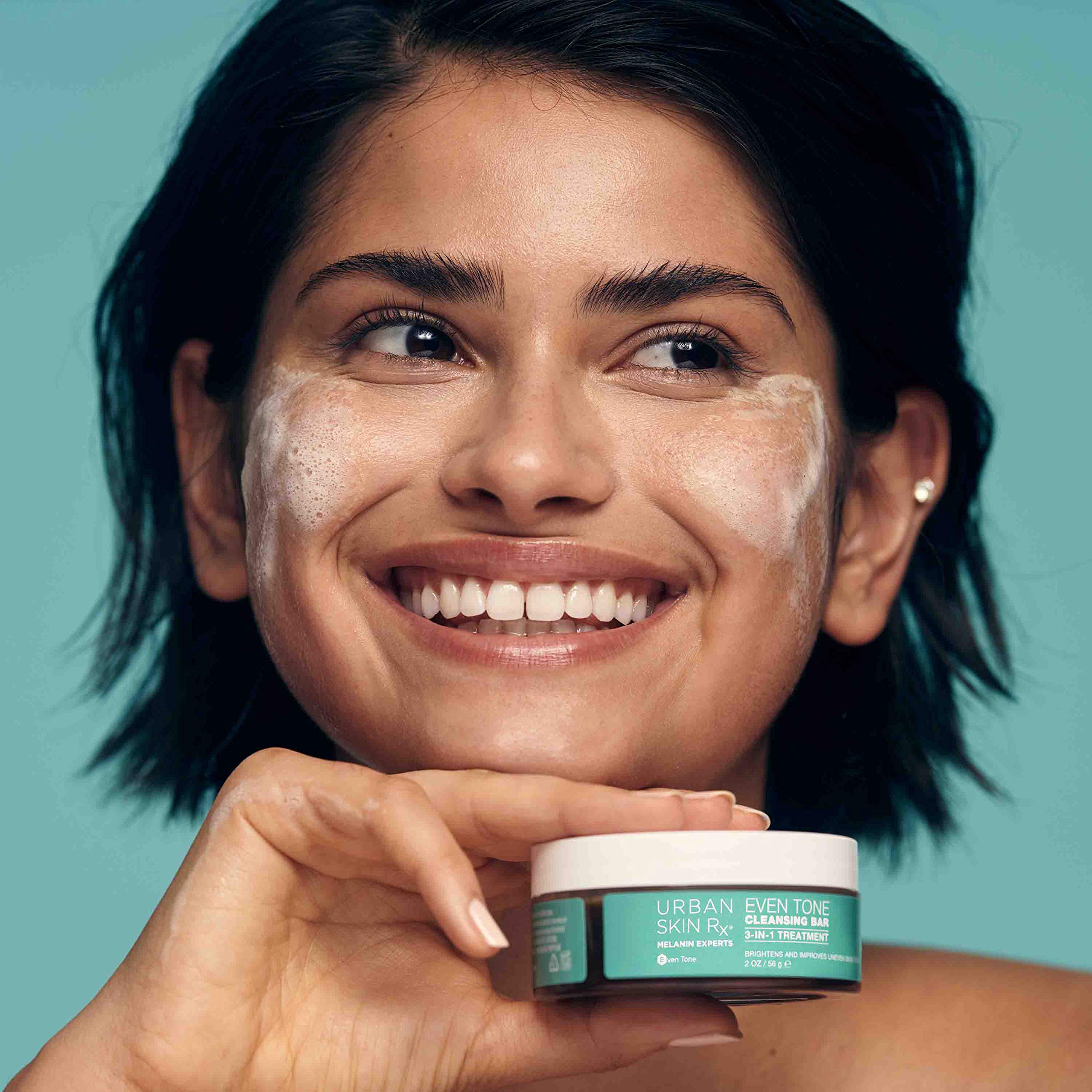 Urban Skin Rx Even Tone Cleansing Bar lather demonstrates creamy foam