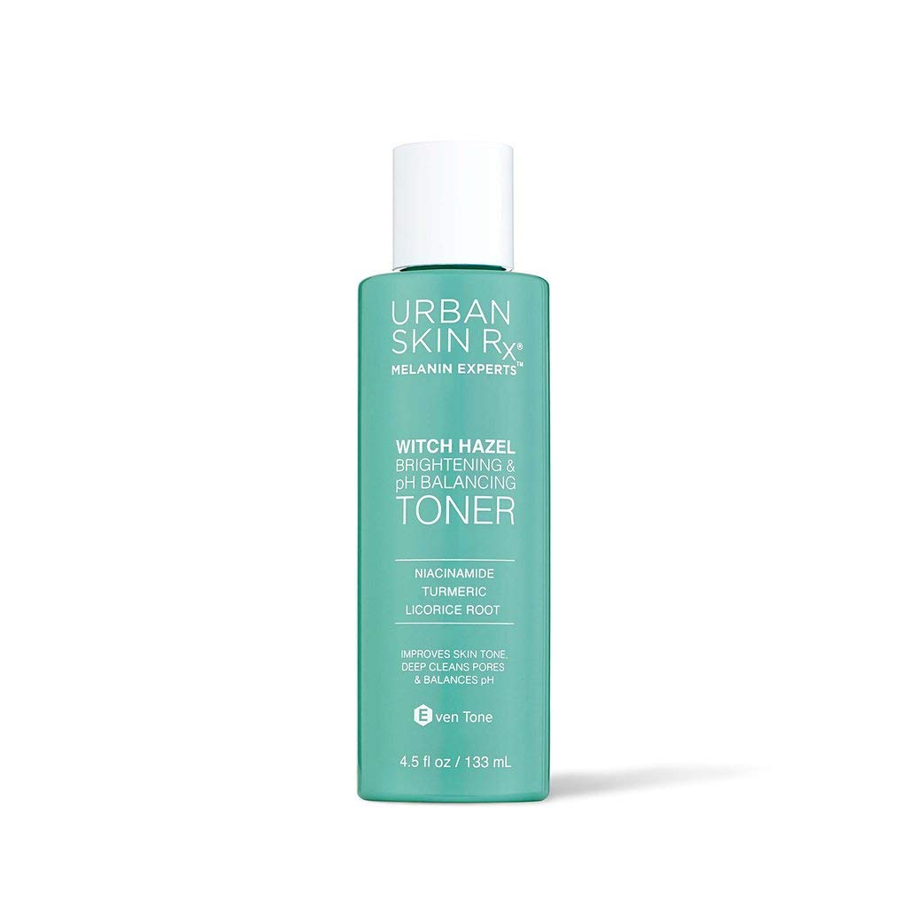 Urban Skin Rx Witch Hazel Toner bottle with a clear formula for balanced skin tone.