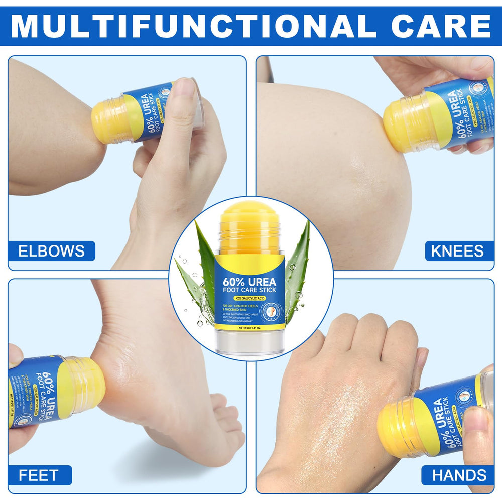 Urea60 deep-penetration-heel demonstrates deep moisturizing to soften rough skin.