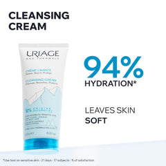 Uriage Cleansing Cream creamy lather demonstrates mild, soap-free wash.